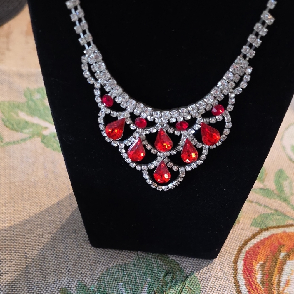 Chic Silver and Red Necklace